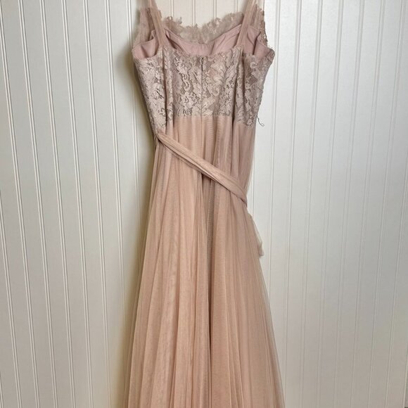 Watters & Watters pink lace tulle sleeveless maxi formal dress size 12 C47 - Picture 8 of 10